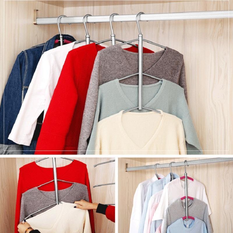 

Stainless Steel Multi-layer Fish Bone Coat Hanger Sponge Anti-slip Multi-function Wardrobe Clothes Hanging Rack Organizer1