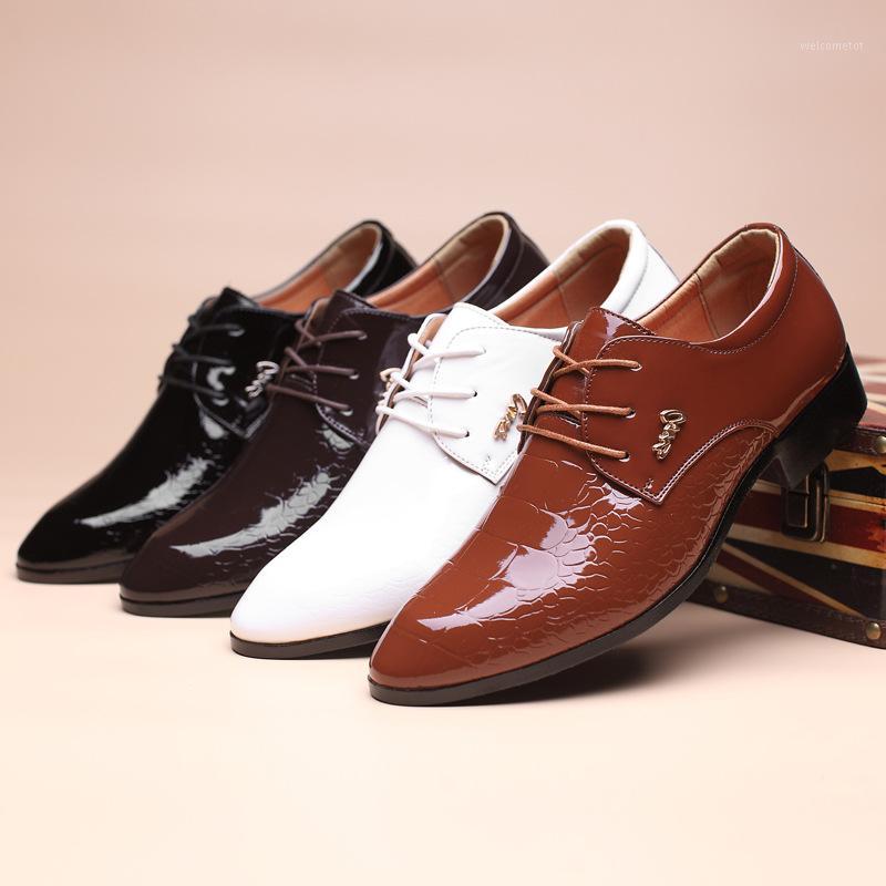 

2020 Fashion Business White Bright Trend Casual Shoes Men's Dress Shoes Derby Wedding Workplace School Mens Loafers Rubber1
