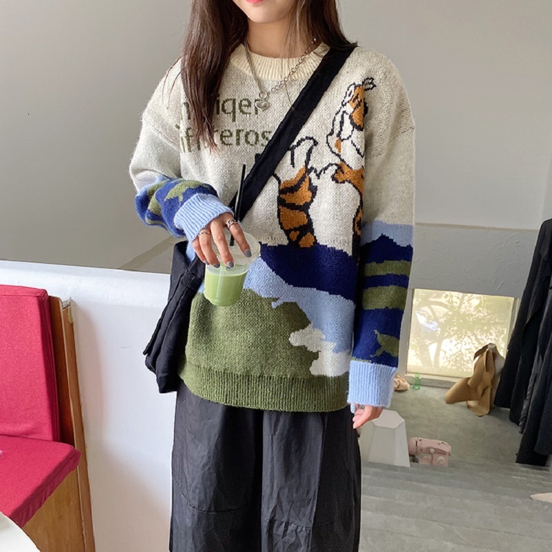 

2021 New Autumn winter Korean style loosely knitted hot women's sweaters and pullovers (f1448 OBCG, Same pictures