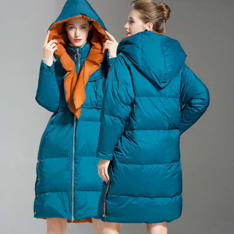 

Designer of New Winter Women for Lower Hoods Jacket Plus Size Female Snow Parka European Free Outerwear Clothes Lixx, Blue