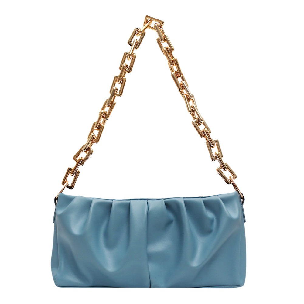 

HBP Creative Women Pleated Tote Bag Classic Texture Delicate Design Pure Color PU Shoulder Portable Fashion Handbag Purses BLUE, Black