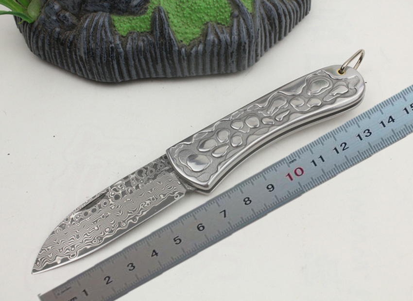 

1Pcs Top Quality Damascus EDC Pocket Folding Knife VG10 Damascus Steel Blade Stainless Steel Handle Knives With Nylon Bag