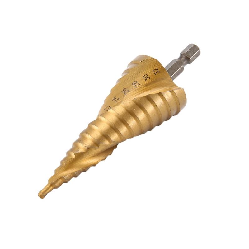 

HSS Titanium Coated Spiral Grooved Center Step Drill Bit Drilling Power Tools for Metal Drill Hole Cutter Step Cone Bit