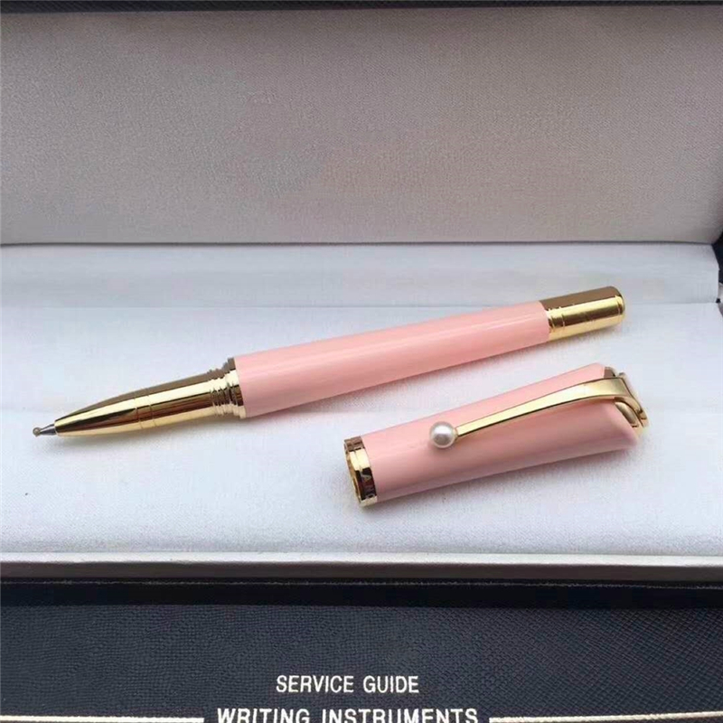 

Promotion pen 6 Colors metal Ballpoint Pen / Roller ball pen with Pearl Clip high quality lady refill pens Gift, Please choose