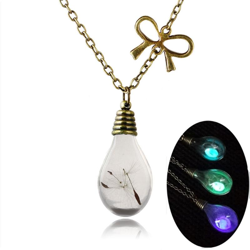 

Luminous Dandelion Necklace Crystal Glass Wishing Bottle Dandelion Seed Necklace