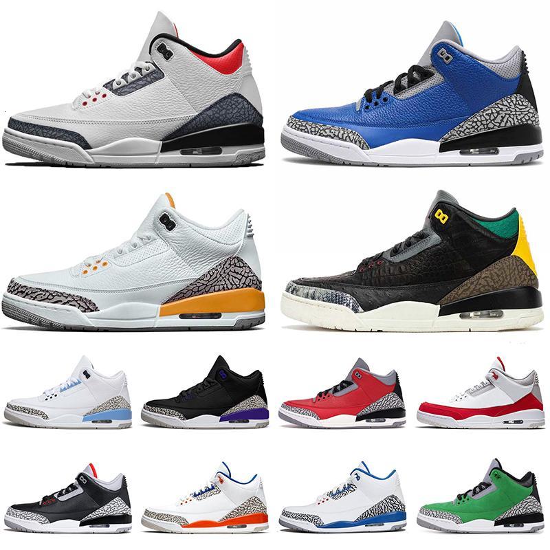 

2020 Jumpman 3 Mens Basketball Shoes 3s Denim Fire Varsity Royal Laser Orange Animal Instinct UNC Red Cement trainers sneakers Size 13, #14