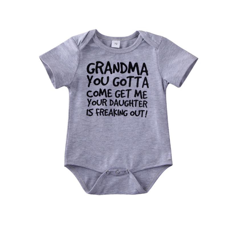 

Summer Newborn Baby Boys Short Sleeve Jumpsuit Letters Bodysuit Casual Clothes 0-24M Clothing