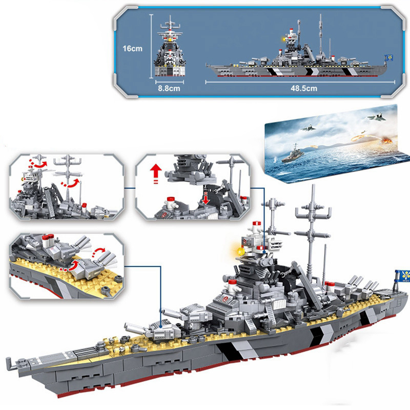 

Military World War 2 Battleship Warship German Soldier Weapons Navy Submarine Sets WW2 Building Blocks Educational Toy Kids Gift LJ200930