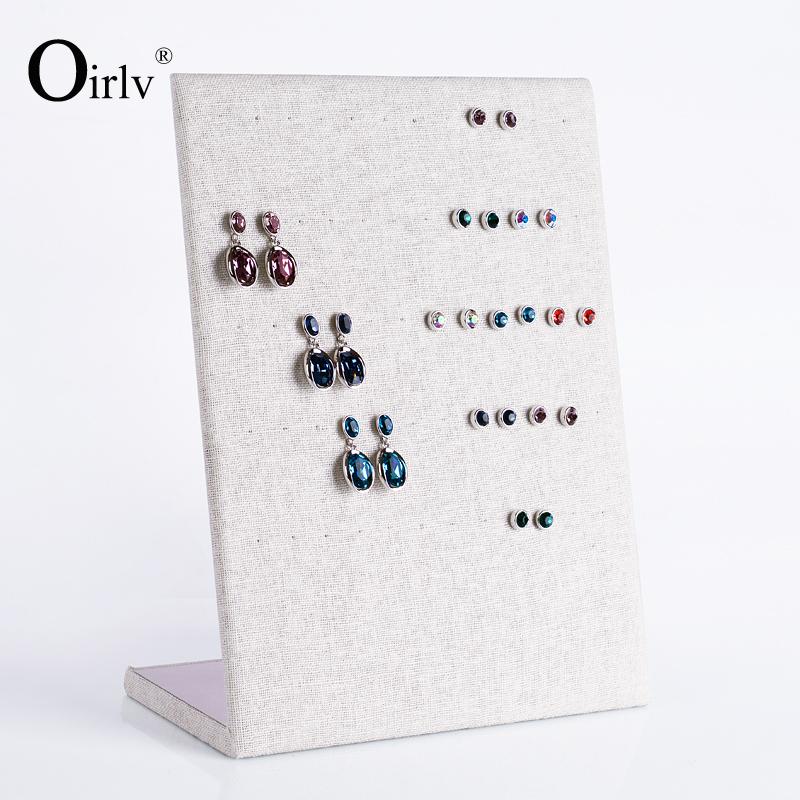 

Oirlv L Shape Creamy-White Jewelry Earring/Ear stud Display Stand Linen Earring Organizer Packaging for Boutique Showcase