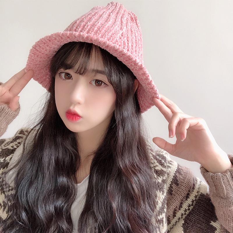

Hats Ma'am Autumn And Winter Solid Color Shenil Fisherman Cap. Outdoors Japanese All-match Foldable Basin Cap, Grey