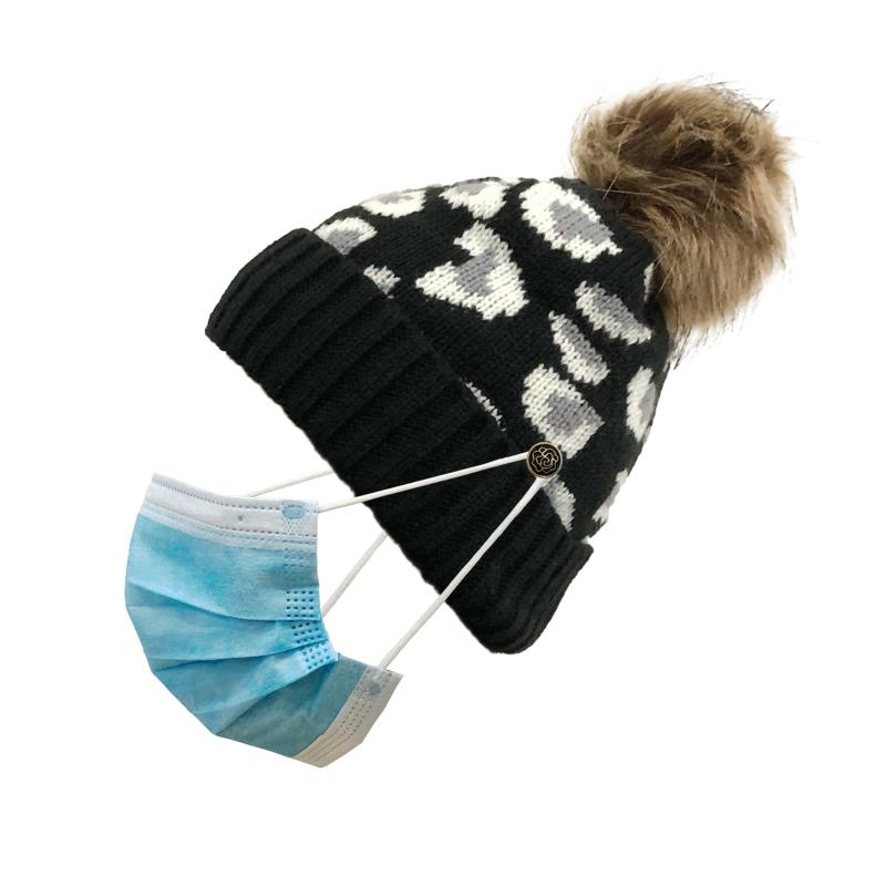

2020 New Plush Hairball Knitted Hats For Women Outdoor Autumn Winter Warm Wool Cap Warm Knitted Wool Windproof Beanies Hat
