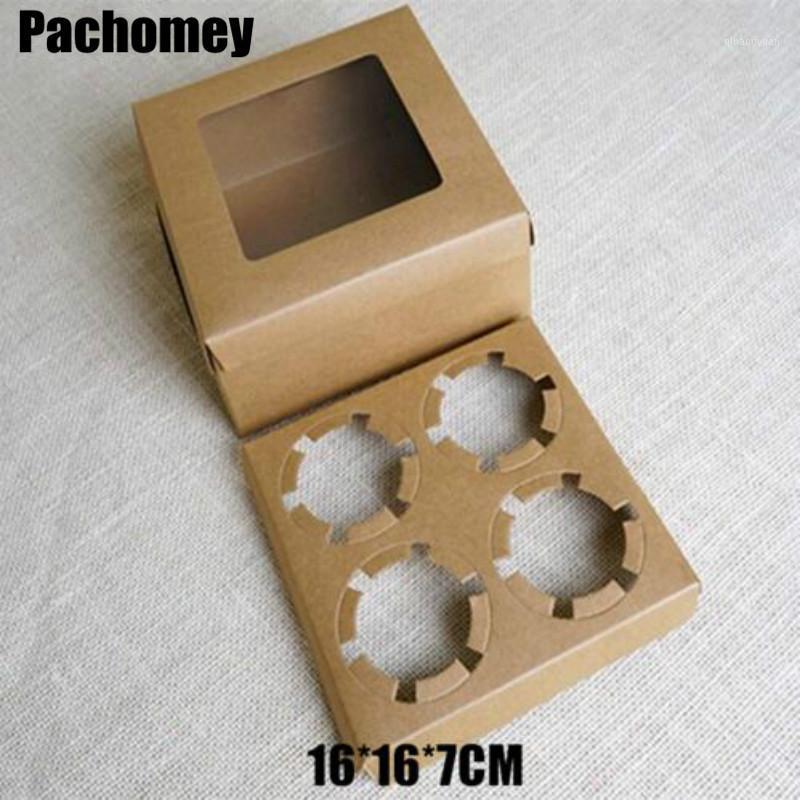 

20pcs/lot 16*16*7cm Retro Kraft Paper Box DIY Wedding Cookies Gift Favor Boxes Party Candy Box 4 Cupcake Packaging PP7041