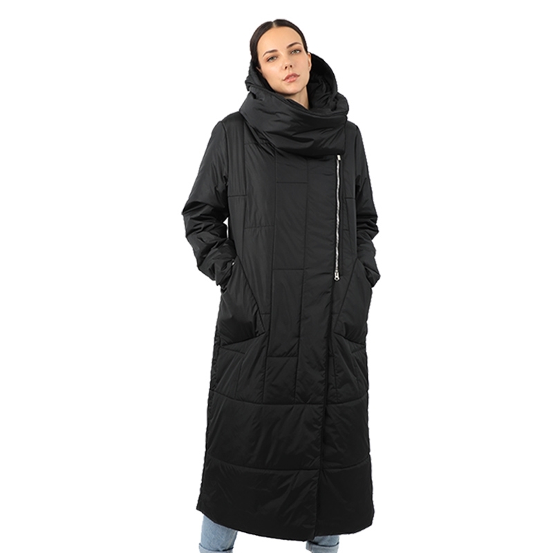 

Female Women's Down Jacket Long Parka Removable Hooded Quilted Collar Coat Puffer Large Size Quilted Cotton Clothes 18-956 210203, Black100
