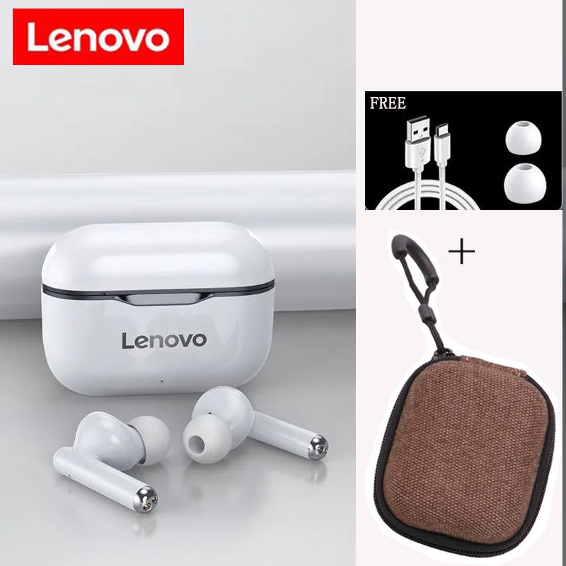 

Lenovo LP1 TWS Wireless Bluetooth 5.0 Earphones Earbuds Noise Cancellation With Microphone Touch Control Auto Connect Headset, Black
