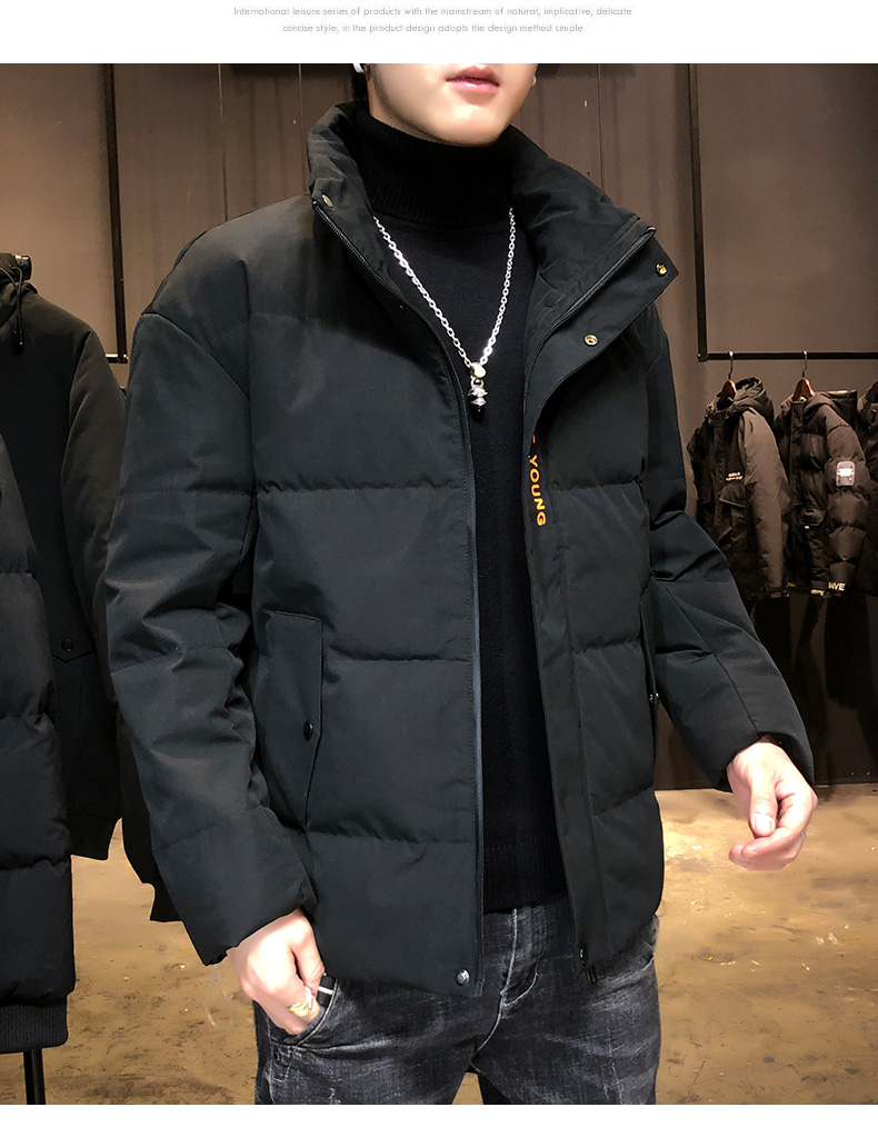 

Black The New Season Popular Logo Han Edition Tide With Thick Cotton-Padded Jacket To Keep Warm Loose Coat