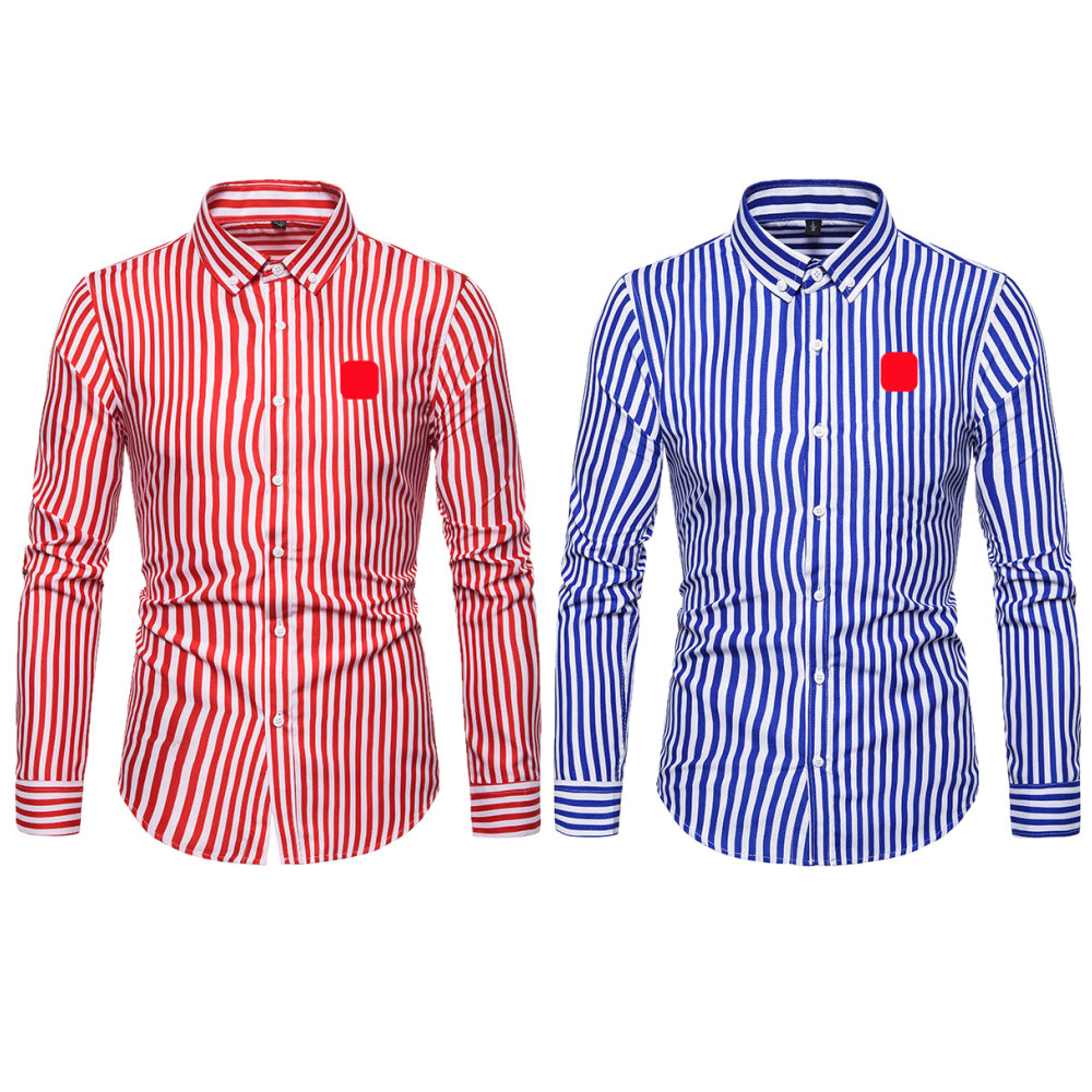 

Designer Mens Striped Shirts Long-Sleeved Polo Shirt Solid color Red Heart Fashion Embroidery Classic Shirts Casual Top Men T-Shirts, Dark blue