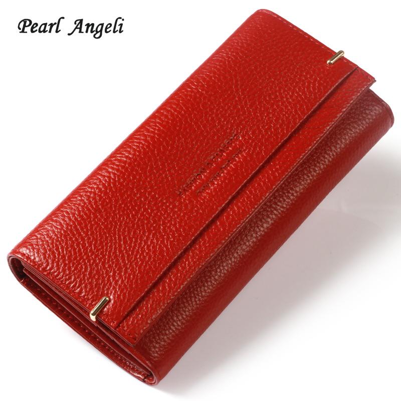 

Pearl Angeli 2021 High Quality Rfid Genuine Cow Leather Letter Hasp Women Wallet Female Purse Clutch Wallet Portefeuille Femme, Black