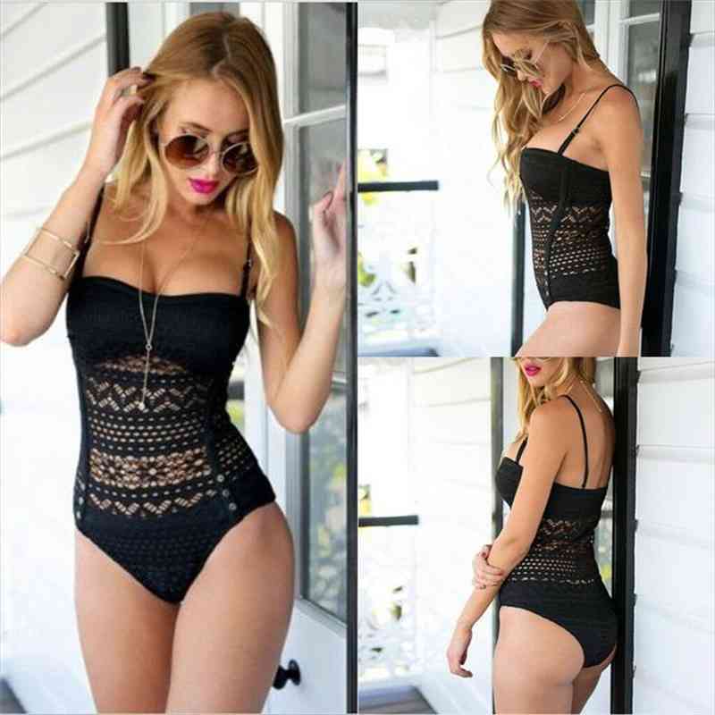 

Summer Bodysuit Women Hollow Out Bodycon Sexy Bodysuit Jumpsuit Overalls One Piece Plus Sizes-3xl, Black;white