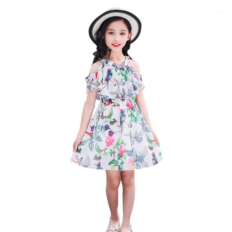 

2020 Flower Girls Dresses Summer Chiffon Kids Off Shoulder Floral Dress Princess Party Dress for Girls Clothes Children Vestidos1