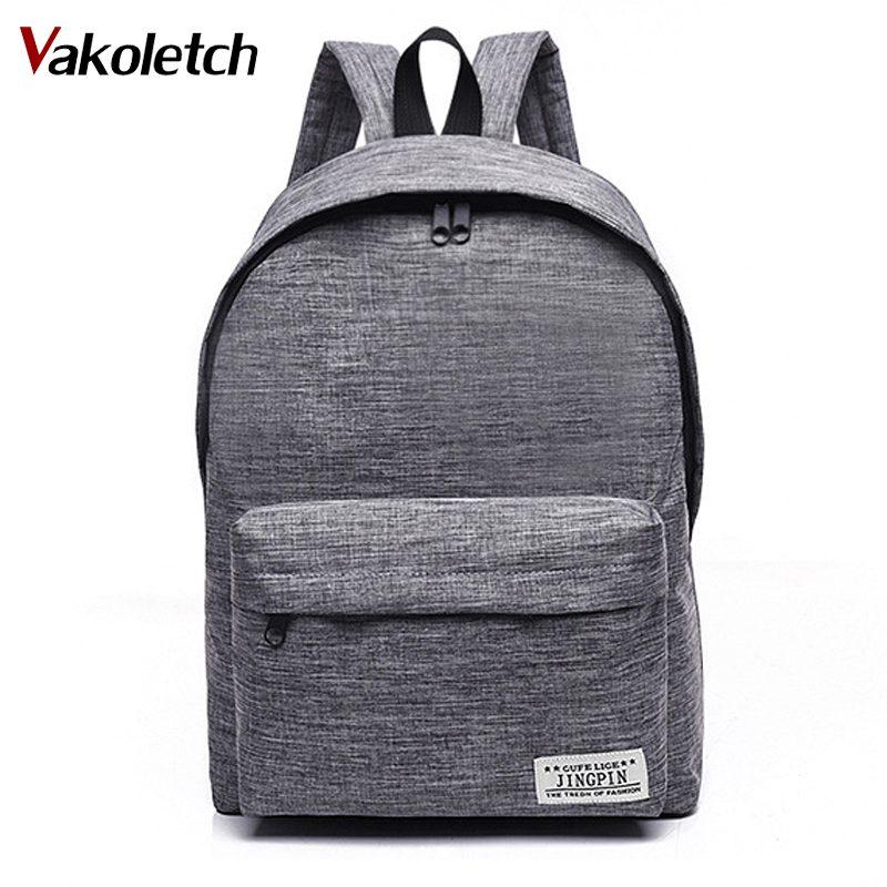

Backpack Style Brand Canvas Men Women College High Middle School Bags For Teenager Boy Girls Laptop Travel Backpacks Mochila KL235, Black
