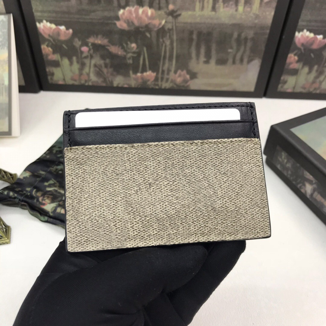 

best quality black canvas with gunine leather men card holder with box luxurys designers wallet womens wallet purse credit card holder 2, Red;black
