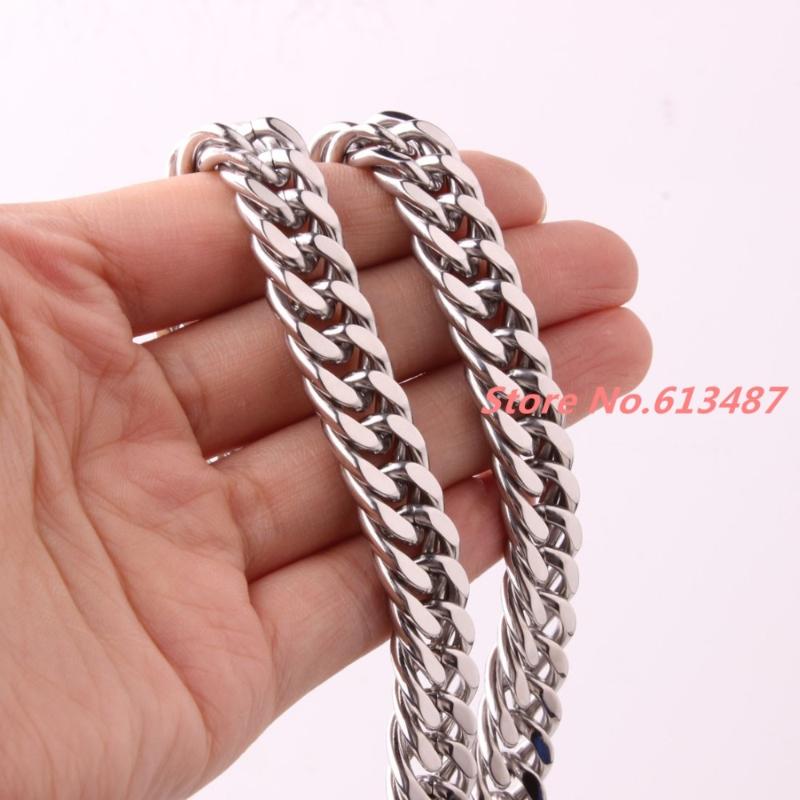 

Chains High Quality 7-40" 12mm Silver Color 316L Stainless Steel Men's Curb Cuban Chain Necklace Or Bracelet Brand Jewelry Gift