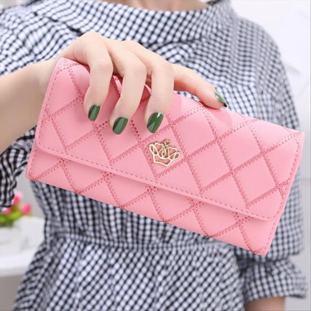 

Hot Sale High Quality Long Wallets For Women Double Zipper Wallet Big Capacity Designer Pu Leather Clutch Bag Card Holder, Red;black
