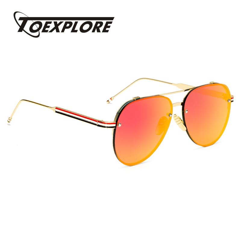 

TOEXPLORE metal Frame Sunglasses Men Women Brand Designer Eyewear oval Goggles Mirror Sun Glasses Fashion High Quality UV400