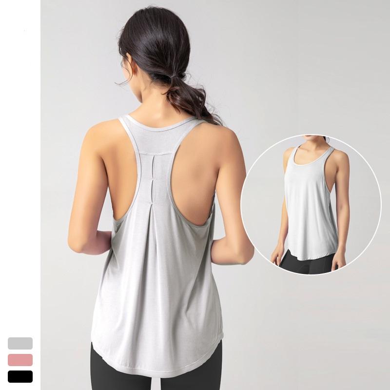 

Woman Yoga Shirt Loose Quick Dry Sleeveless Running Breathable Cycling Sportswear Ushaped Neck Sexy Fitness Top, Black