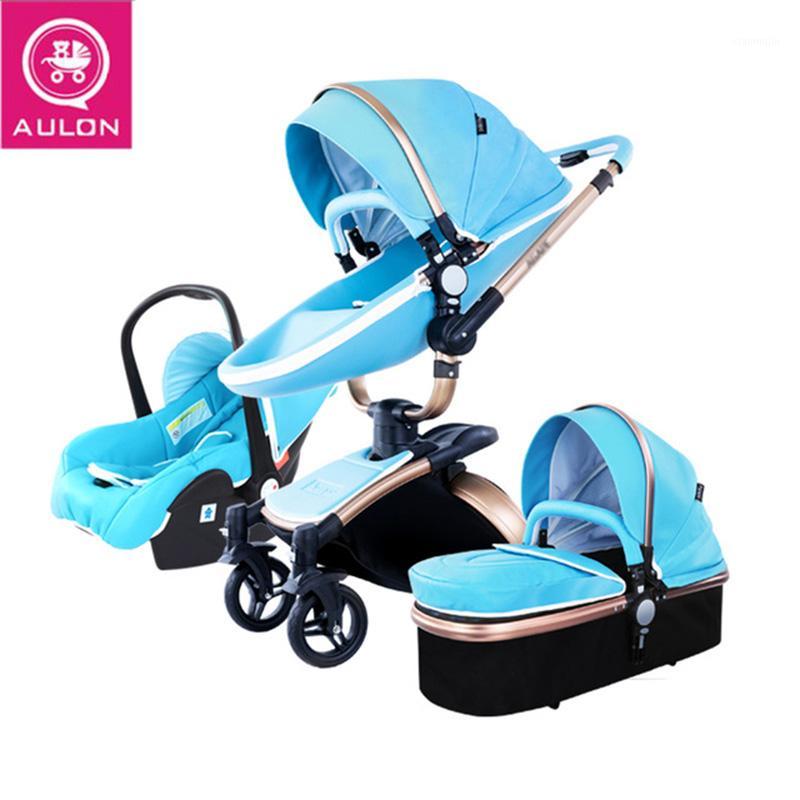 

AULON Baby stroller 3 in 1 and 2 in 1 stroller artificial leather can sit and lie four seasons winter Russia Free Shipping1