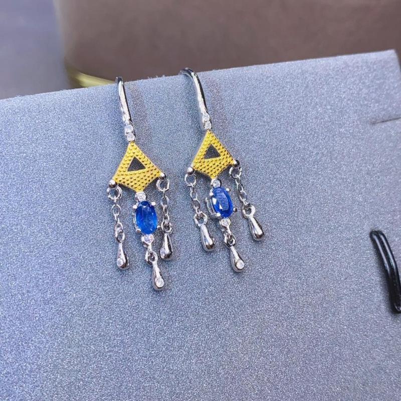 

shilovem 925 silver sterling real Natural sapphire stud earrings fine Jewelry party trendy new party plant 3*5mm jce03050086agl