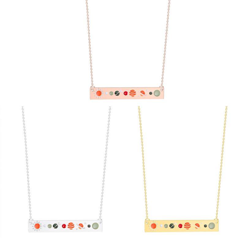 

Galaxies Astronomy Crescent Moon Phases Bar Necklace Women Long Vertical Bar r Phenomena Witchcraft Pendant Jewelry