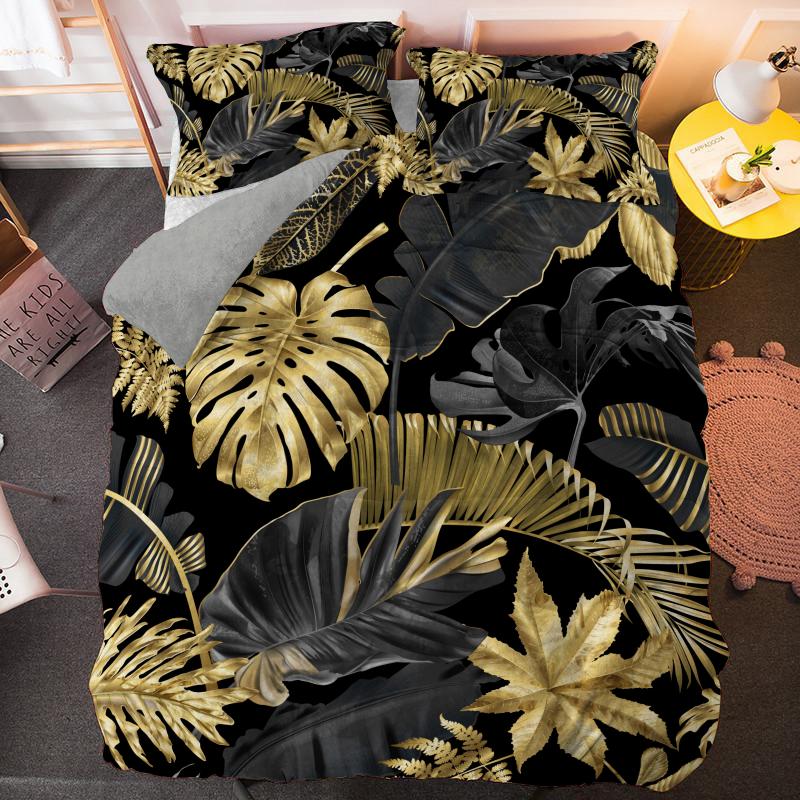 

3D Plants Palm Leaves Queen Bedding Sets Single King Size Duvet Covers Set Bed Linen Quilt Cover, Bs617