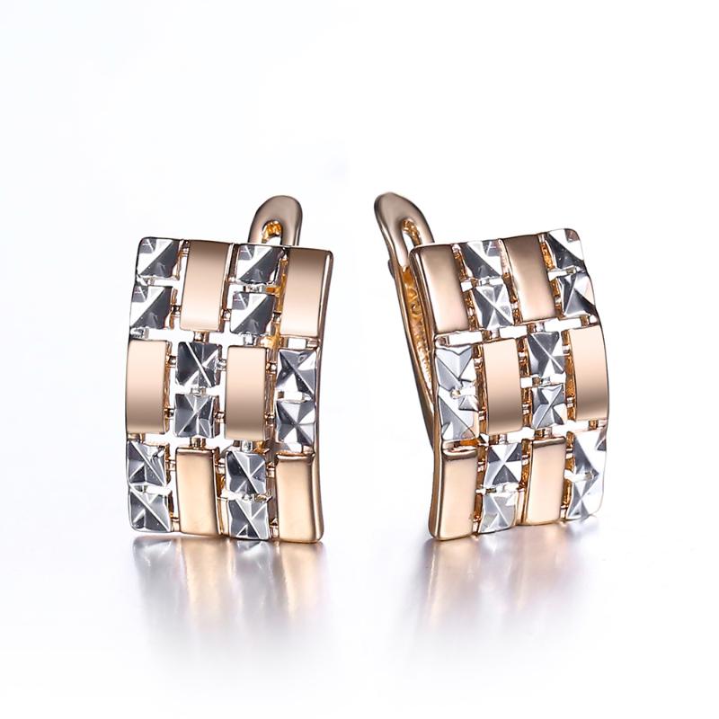 

585 Rose Gold Drop Earrings for Women White Square Wide Earrings Fashion Jewelry Gifts New Arrivals Wholesale LGE311
