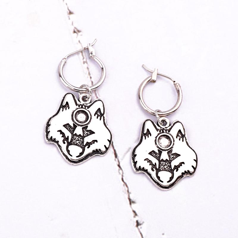 

1Pair Punk Vintage Wolf Animals Hoop Earrings For Women Men Rock Hip Hop Metal Color Endless Circle Earrings Jewelry E598