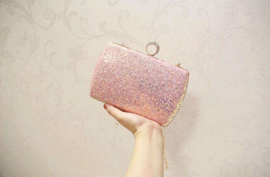 

HBP Rainbow Rhinestone Clutch Evening Bag For Women Luxury Cylinder Diamond Signle Shoudler Bags wedding Clutch Bag And Party purse 02, Pink
