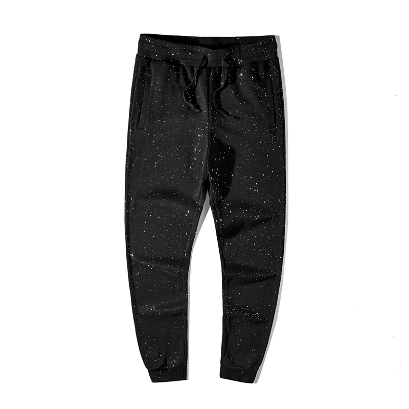 

2021 New Casual Printed Bodysuit Running Training Elastic Jogging Pants Men's and Women's G9nf, Black