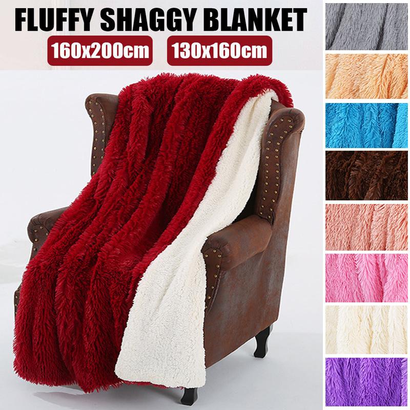 

Modern Soft Warm Shaggy Faux Fur Blanket Winter Thick Double-sided Plush Blanket Sofa Bed Nap Home Decor