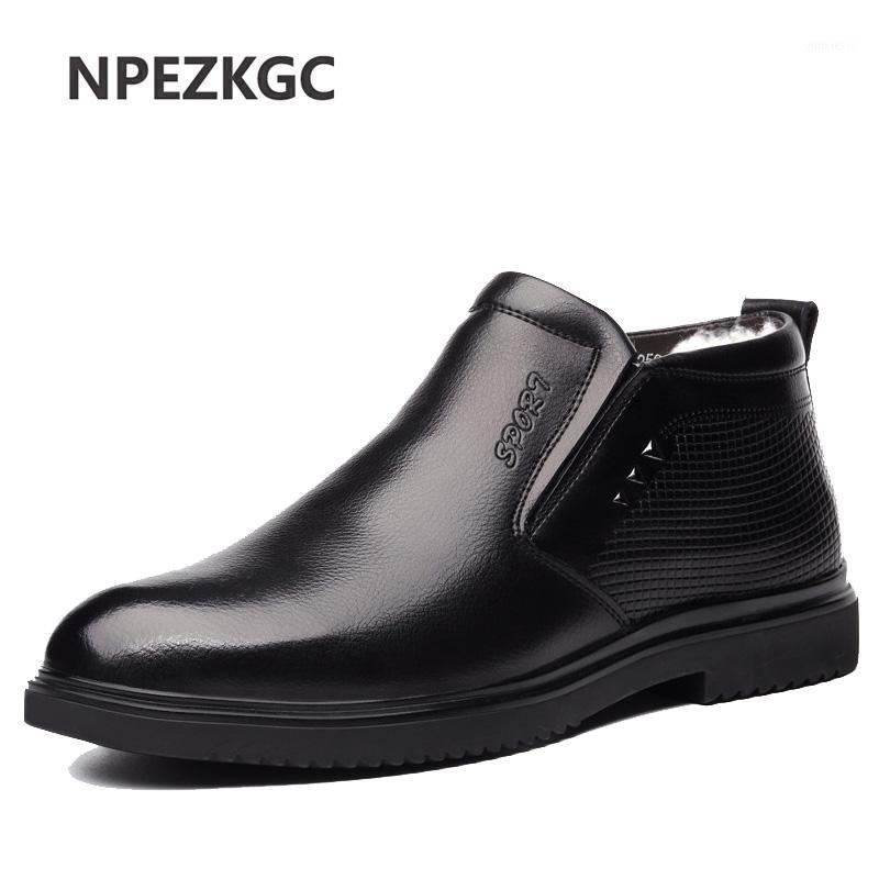 

Natural Cow Leather Shoes Men snow Boots Handmade Retro warm Men Ankle boots Genuine leather winter shoes1, Black