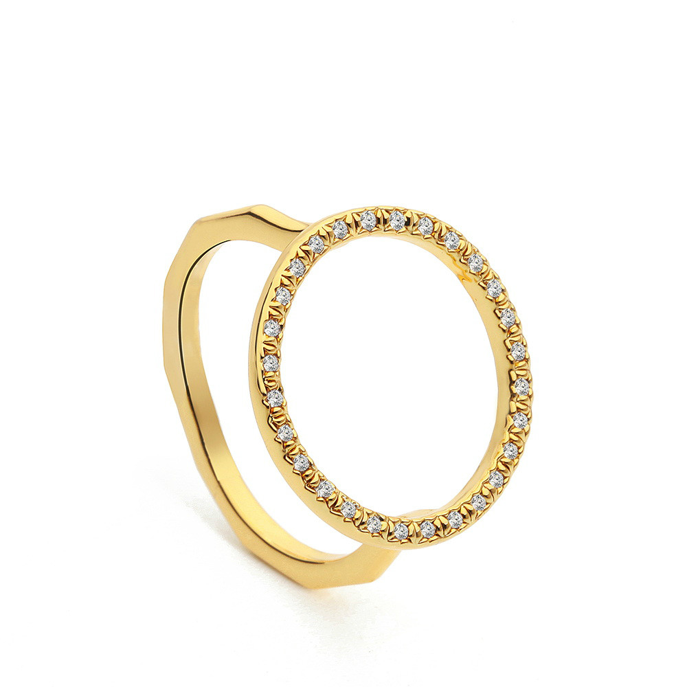 

VAROLE Punk big Round Ring Gold Color Simple Finger Rings For Women with Cubic Zirconia Fashion Jewelry Anillos Mujer