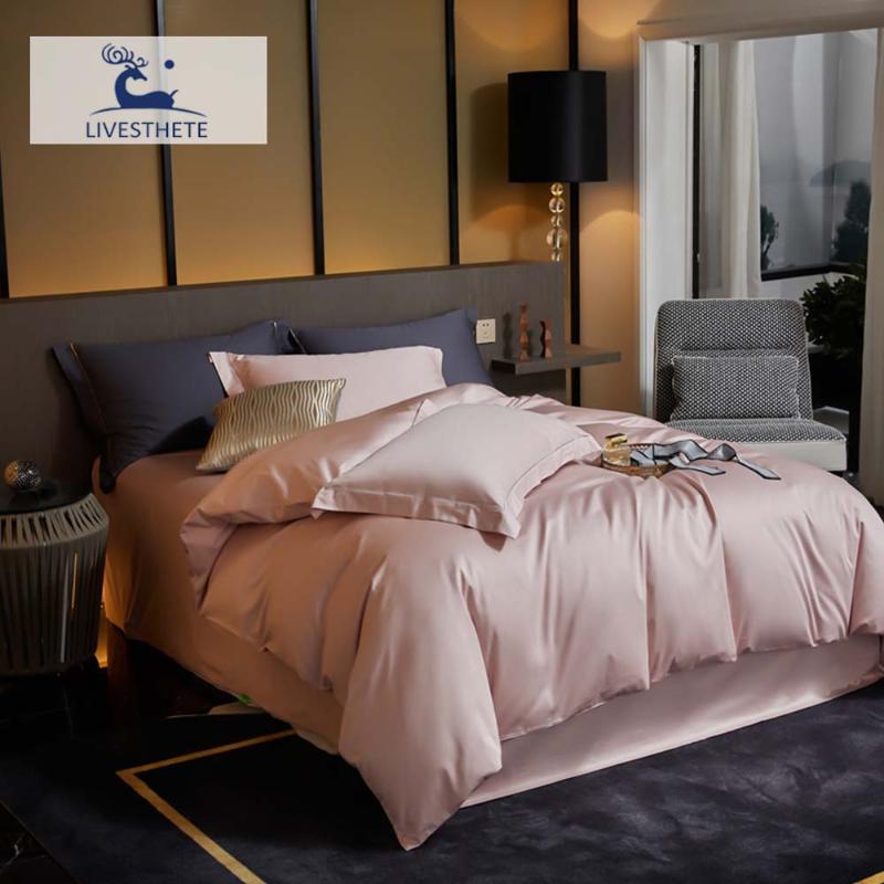 

Liv-Esthete Luxury Bedding Set Pink 100 Count Pure Cotton High Quality Duvet Cover Fitted Sheet Single Double Queen Bedspread, 009