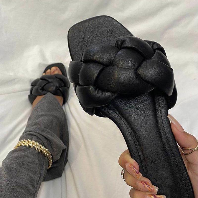 

Women Summer Slippers Ladies Square Toe Sandal Slipper Casual Flip Flops Beach Flat Shoes High Quality Slip On Shoe New Fashion, Apricot