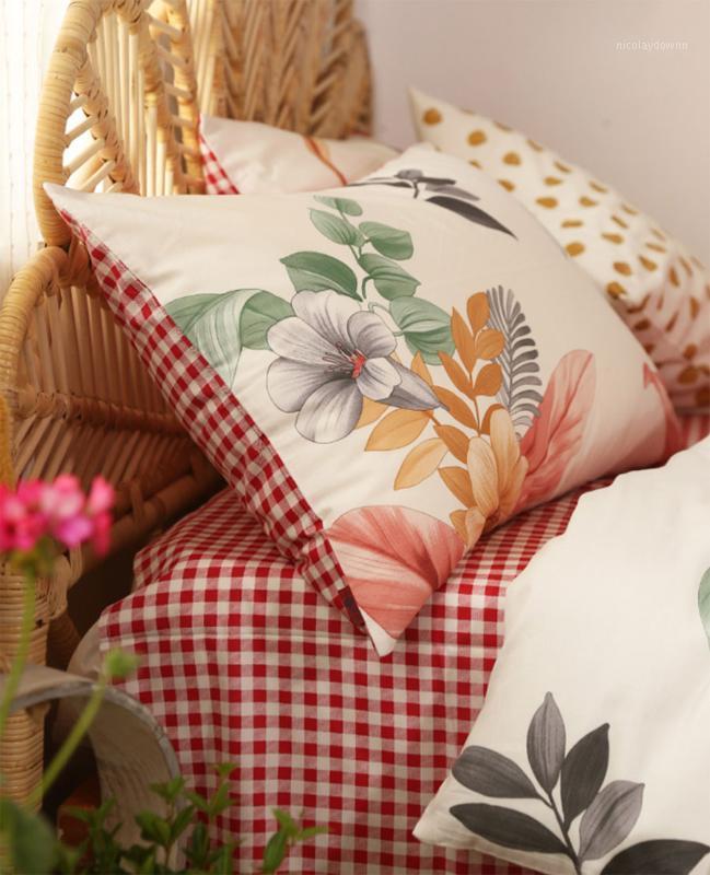

European pastoral plant bedding set teen kid,trend vintage cotton  full queen home textile bed sheet pillow case duvet cover1, Picture color