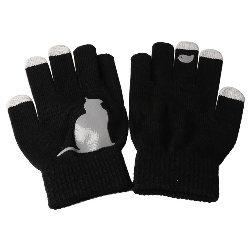 

Women Winter Knitted Touchscreen Gloves Cartoon Cat Bird Irregular Warm Mittens M89E