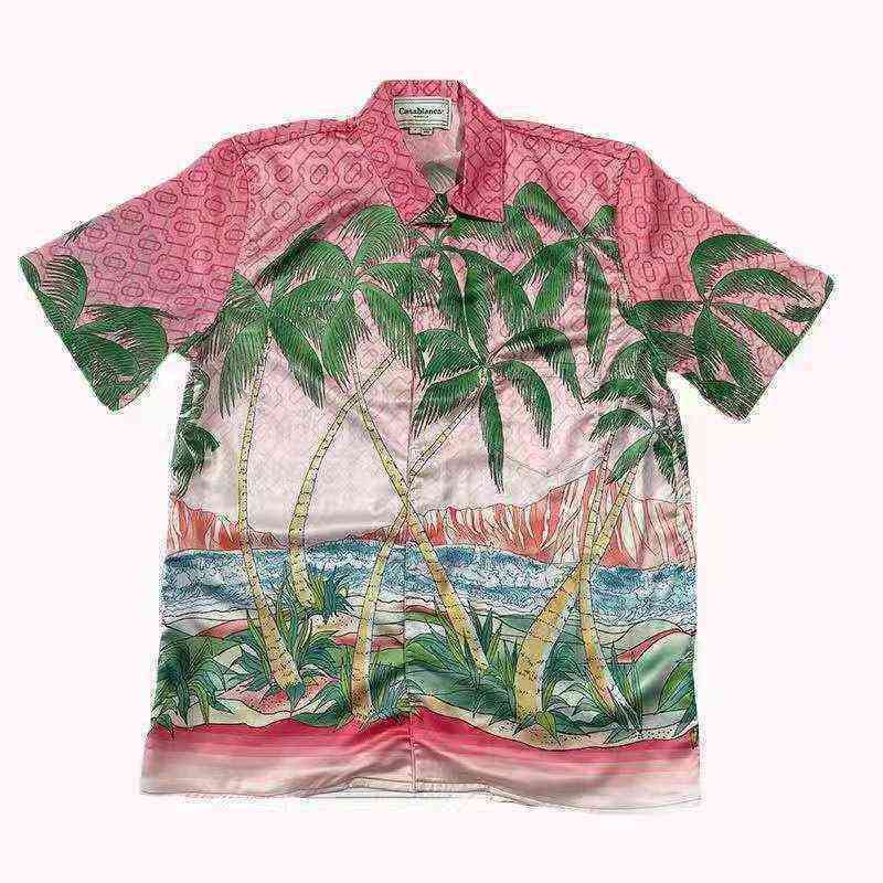

Sunset Short Sleeve Shirt Casablanca Sicily Lazy Wind Coconut Couple Vacation Shirt Summere20d, White;black