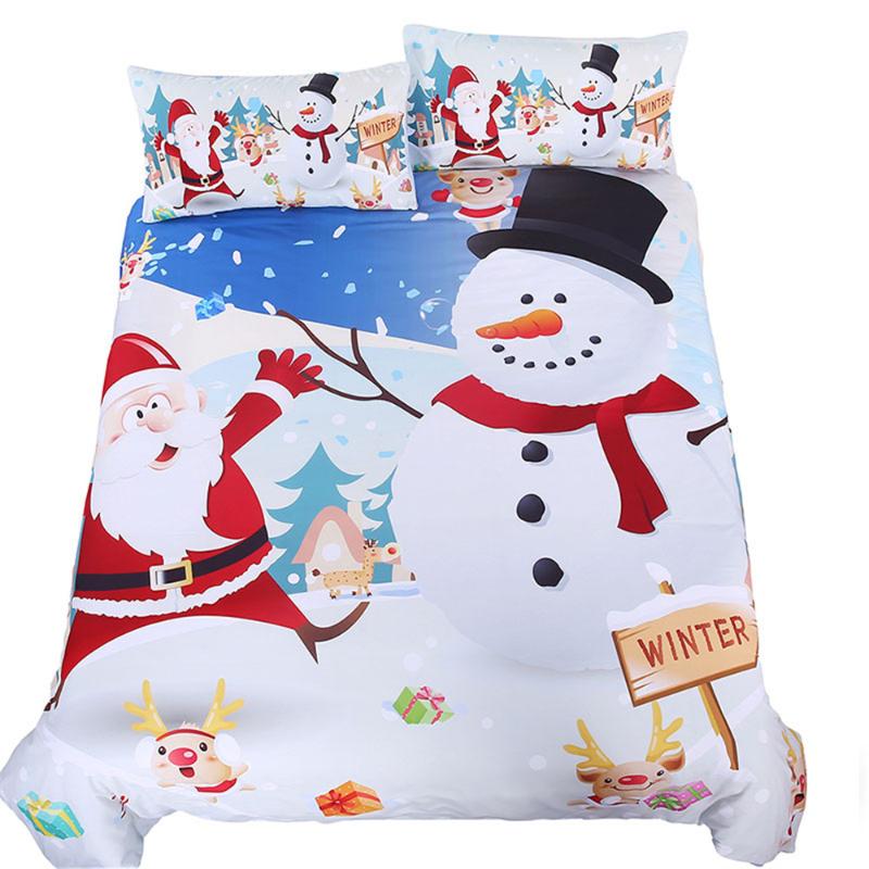 

Christmas Home Textile Bedding Set Cartoon Snowman Santa Claus Duvet Cover Soft Comforter Children's Bedding Sets Pillowcase G, As pic