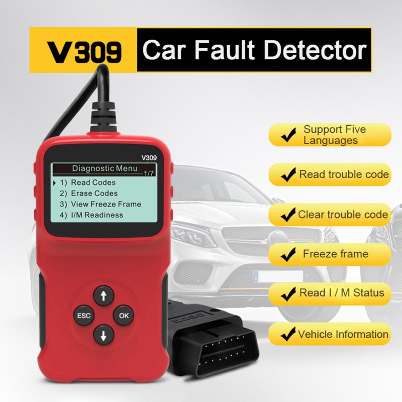 

Car OBDII Diagnostic Tool Scanner Code Reader Auto Fault Detector for 1996 Newer OBDII Compliant Vehicles V309