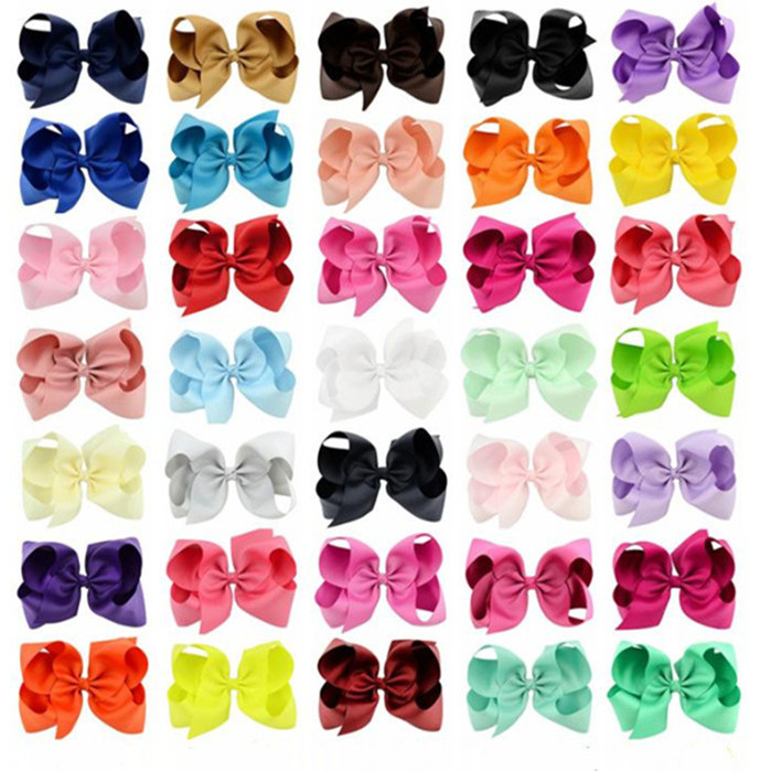 

Ribbon Bow Hairpin Fashion Girls Large Bowknot Barrette Kids Hair Boutique Bows Children Hair Accessories 40 Colors 6 Inch YHM20-1, As picture