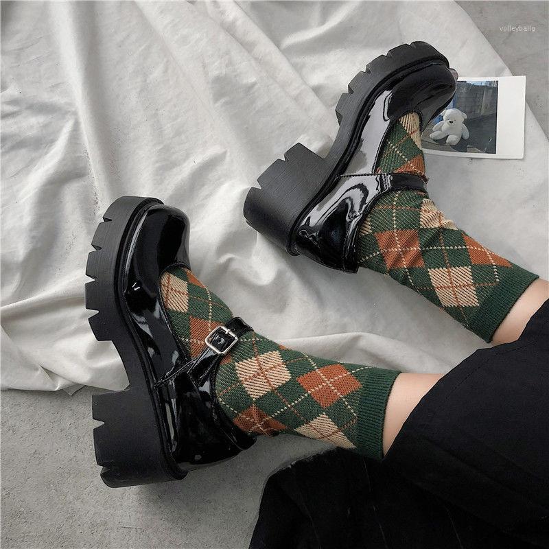 

2020 Ladies High Heels Women's Shoes Pumps Black Fashion Patent Leather Platform Shoes Mujer Women Round Toe Mary Jane1, As pic