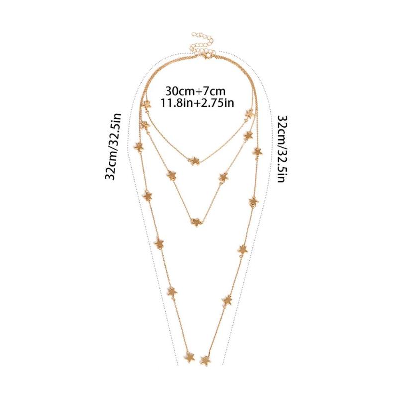

2020 New Fashion Trendy Jewelry Copper Choker Multi Layer Stars Necklace Gift For Women Boho Layering Chokers Girl Gift